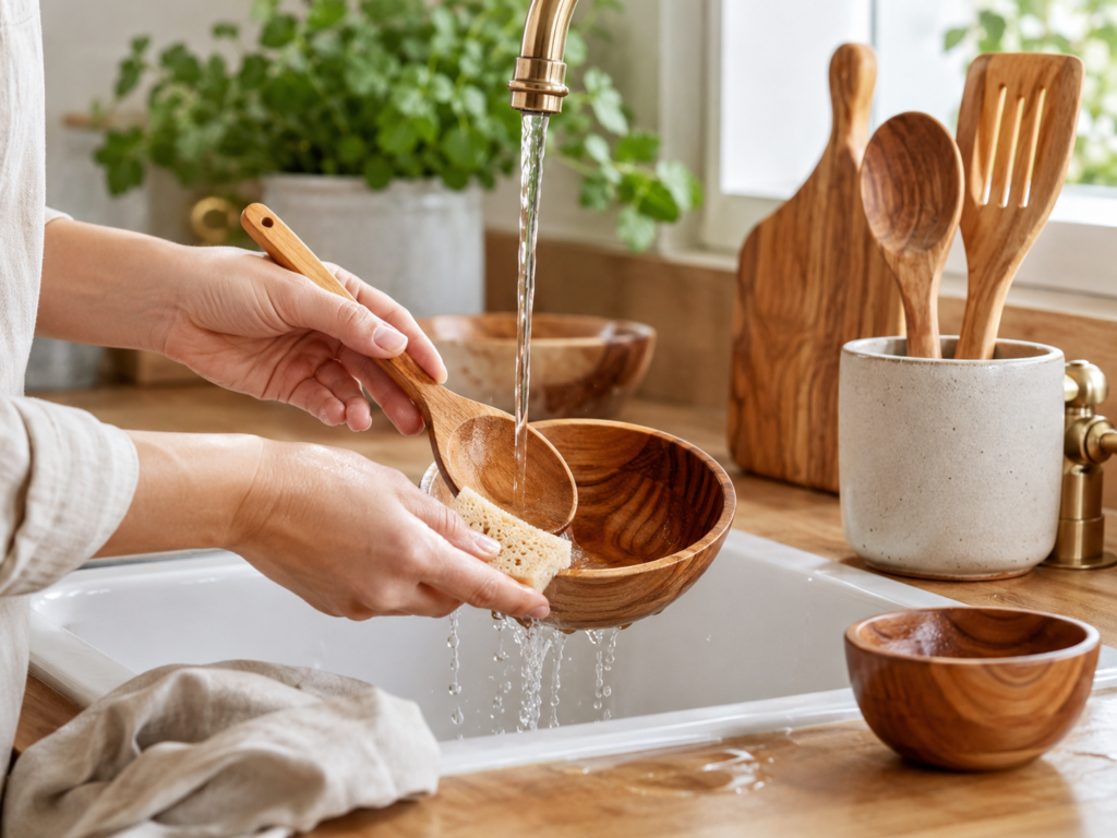 روش شستشوی ظروف چوبی