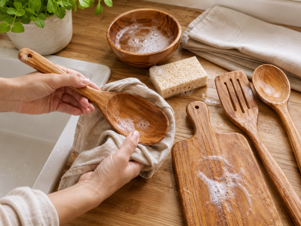 روش شستشوی ظروف چوبی 2